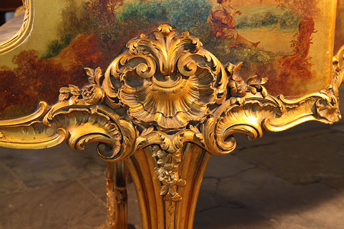 Ornately Carved Giltwood Leg with Scroll Foot