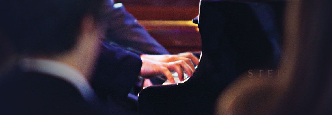 A competitor plays a Steinway piano at The Leeds Conservatoire Piano Competition