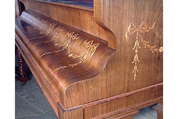Brinsmead piano fall inlaid with Adams style, swags and bows