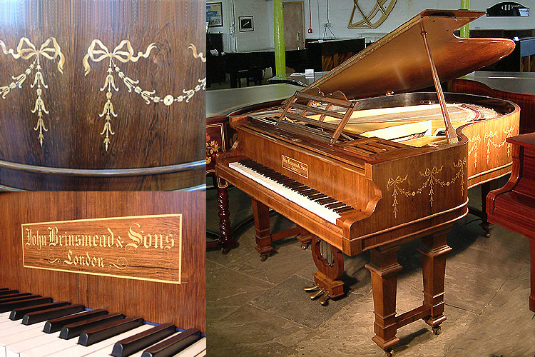 Brinsmead  Grand Piano For Sale with Inlaid, Adam Style Swags