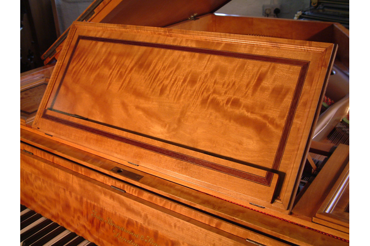 Broadwood  piano music desk with rosewood crossbanding