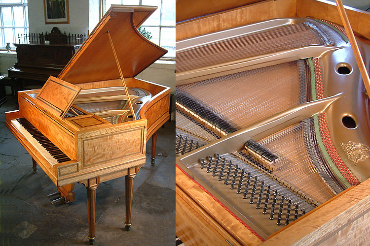 A Regency style Broadwood grand piano with a polished, satinwood case,
