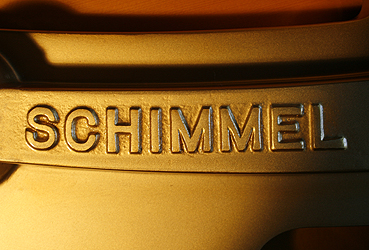 Schimmel manufacturers stamp on frame Schimmel Grand Piano for sale.