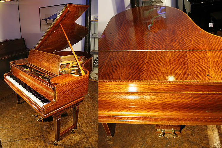 A 1906,  Steinway Model O grand piano with a polished, satinwood case. Delicately inaid with boxwood stringing and crossbanding