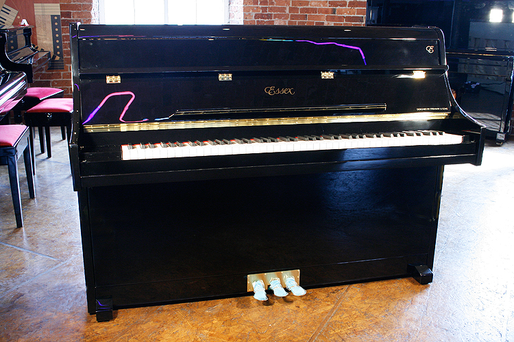 Brand new,  Essex 108 upright piano with a black case