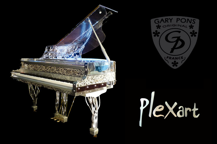 A Gary Pons SY160 grand piano with an Altuglass and brushed, aluminium case