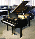 A Yamaha C7 grand piano for sale with a black case and polyester finish. 