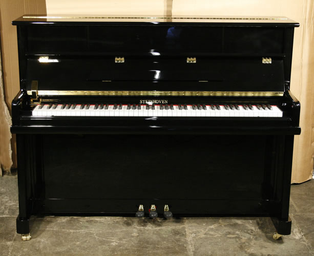 Brand new, Steinhoven Model 110 Upright Piano with a Black Case and Polyester Finish