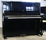 A Yamaha U3 upright piano with a black case and polyester finish. 