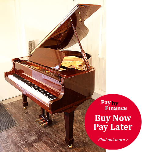Steinhoven Model 148 baby grand Piano for sale with a black case.