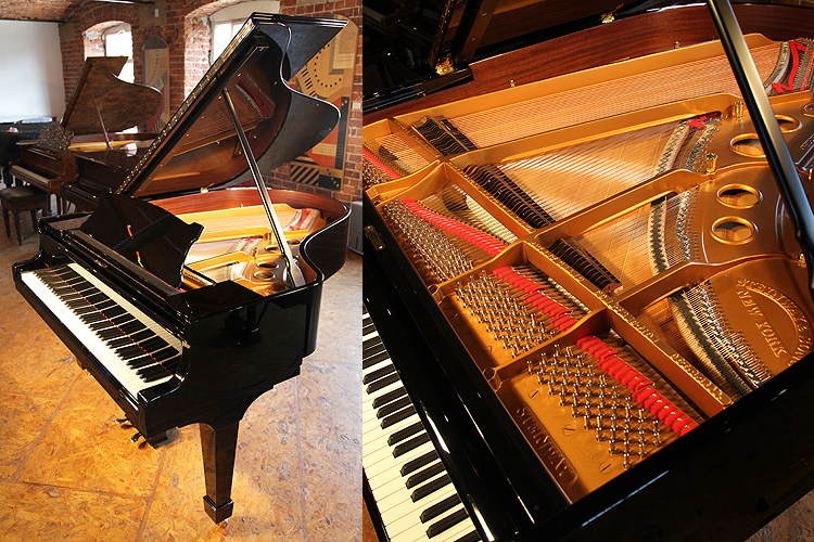 A 1926, Steinway Model O grand piano with a black case and spade legs 