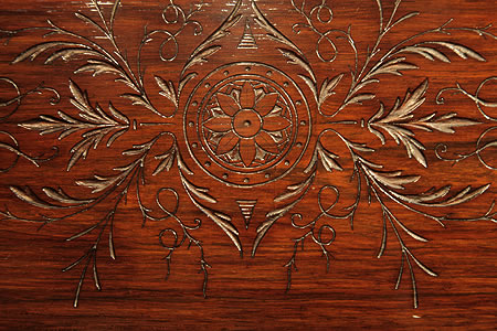 Antique, Steinway upright piano etched detail Antique, Steinway Upright Piano for sale.