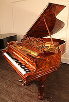 Antique, 1889, Steinway & Sons Model A Grand Piano with a Stunning Burr Walnut Case. Cabinet Features an Elegant Filigree Music Desk and Elephant Legs 