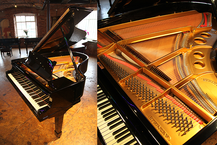 A 1936, Steinway Model O grand piano with a black case  