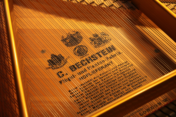 Bechstein decal on soundboard