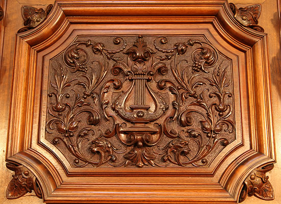 Oscar Gerbstadt piano carved, panel detail