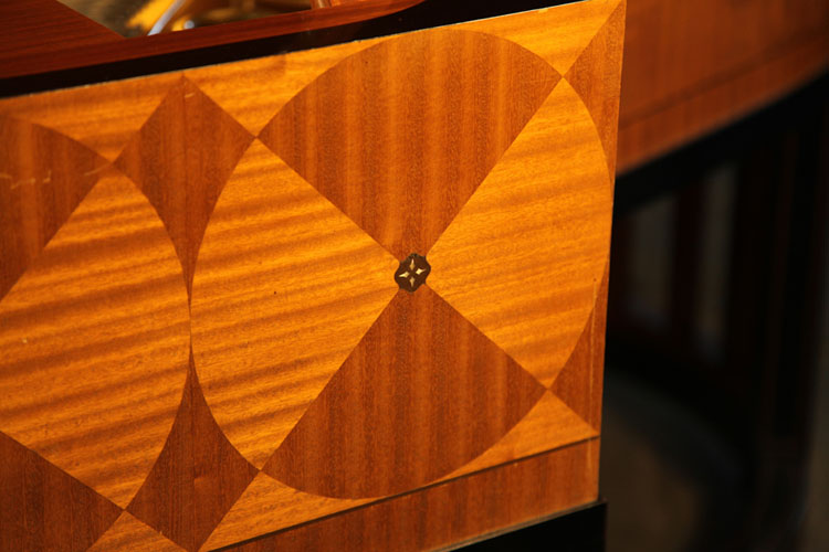 Steinway geometric inlay with mother of pearl accents detail 