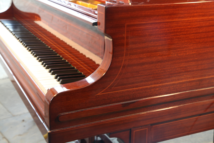 Bechstein piano cheek detail with stringing accents