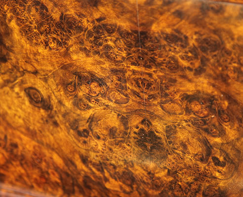 Bechstein   burr walnut wood grain detail