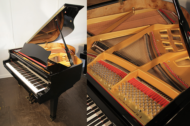 A brand new, Besbrode Model 166 Professional grand piano with a black case and polyester finish