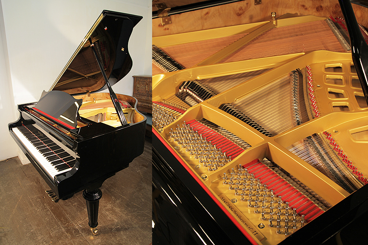 A brand new, Besbrode Model 166 Professional grand piano with a black case and polyester finish and turned legs