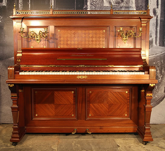 Piano for sale. A 1926, Schiedmayer Upright piano with an Empire style, mahogany case