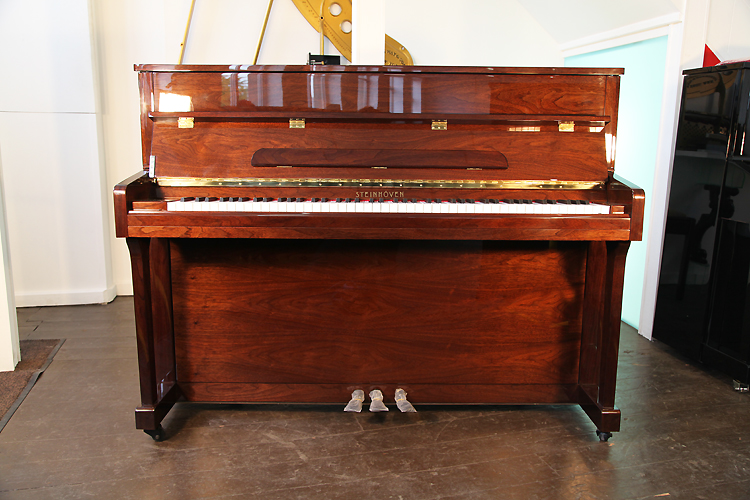 Brand new,   Steinhoven UP113 upright piano with a mahogany case and polyester finish