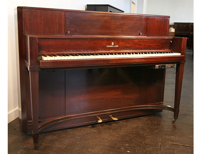 A 1940, Steinway T691 Upright Piano For Sale with a Mahogany Case. This Steinway has a PianoDisc QuietTime® GT-2 Silent System fitted