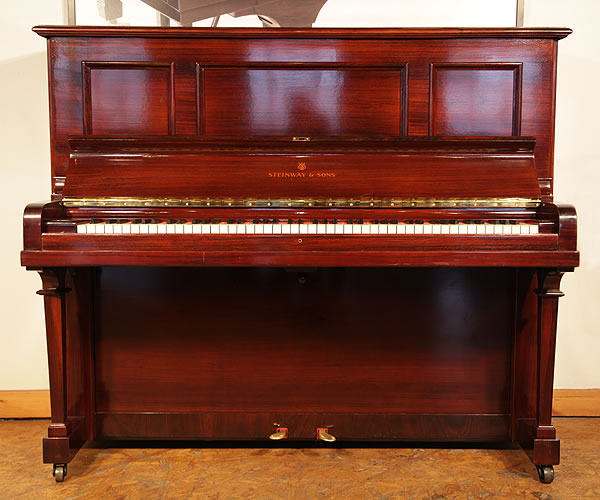 Steinway Model K upright Piano for sale with a rosewood case.
