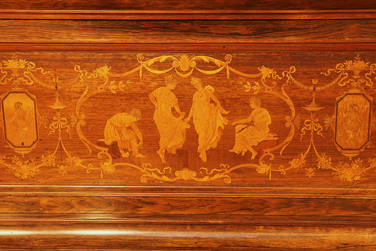 An 1894, Steinway Upright Piano For Sale with a Rosewood Case Inlaid with Dancing Ladies