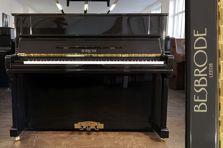 Brand new, Besbrode 122 upright piano with a black case