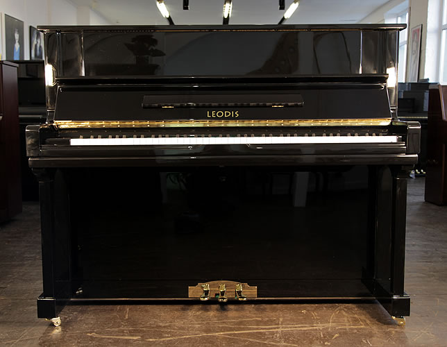 Brand New, Leodis 122 upright Piano for sale with a black case.