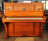 Piano for sale. An art cased Otto upright piano beautifully hand-painted in Adams style with swags and urns.