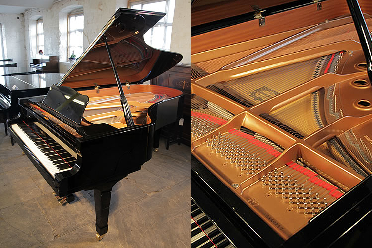 A 2000, Yamaha C7 grand piano for sale with a black case and spade legs