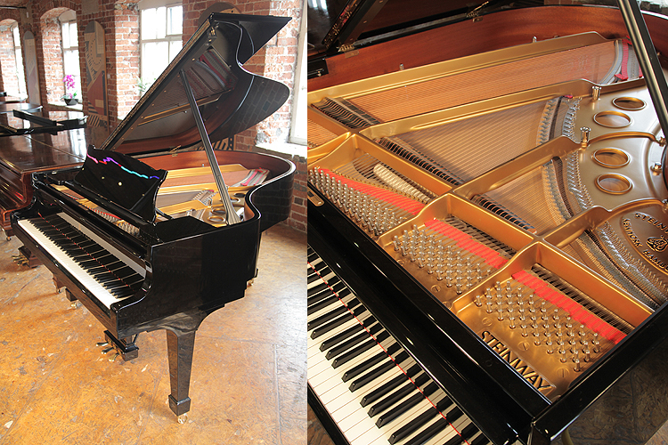 A 2006, Steinway Model O grand piano with a black case and spade legs
