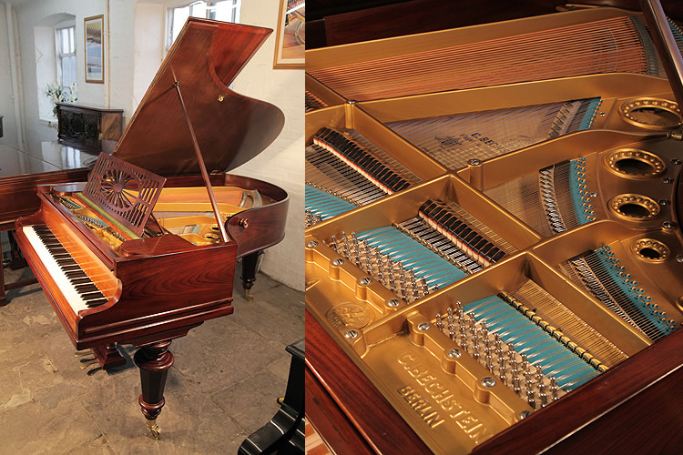 An antique, Bechstein Model A  grand piano with a polished, rosewood case and turned legs