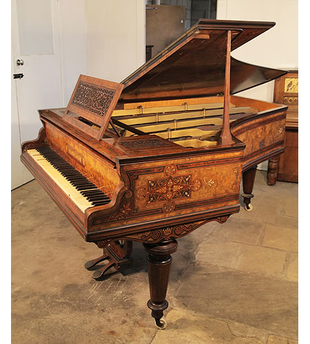 An 1860 - 1870, Cramer Grand Piano For Sale with a Beautifully, Inlaid Burr Walnut Case