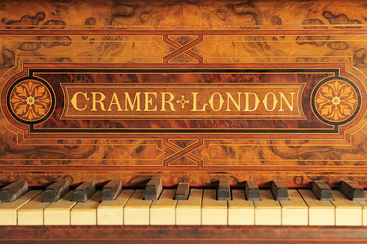 An 1860 - 1870, Cramer Grand Piano For Sale with a Beautifully, Inlaid Burr Walnut Case. 