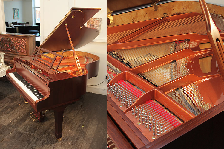 A brand new, Feurich Model 178 Professional grand piano with a satin, walnut case and fitted iQ Pianodisc player system