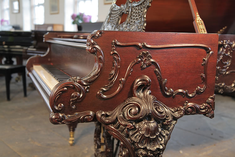 A 1911, Schiedmayer Model 3 Grand Piano For Sale with an Ornately Carved, Mahogany Case and Cabriole Legs
