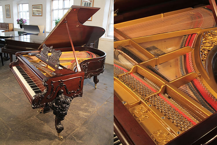 A 1911, Schiedmayer Model 3 Grand Piano For Sale with an Ornately Carved, Mahogany Case and Cabriole Legs