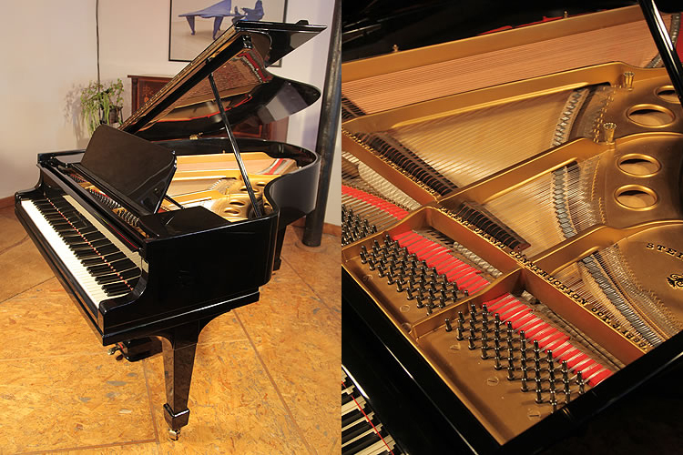 A 1914, Steinway Model O grand piano with a black case and spade legs
