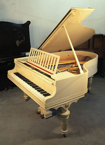 A 1916, Steinway Model O grand piano for sale with a Louis XVI style, cream case