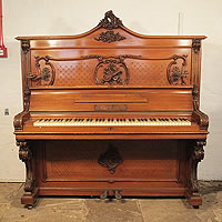 August Roth upright piano with an ornately carved, Rococo style, walnut case and Louis XV style legs