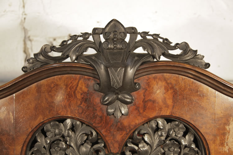 Steingraeber  carved pediment with scrolling acanthus and flowers 
