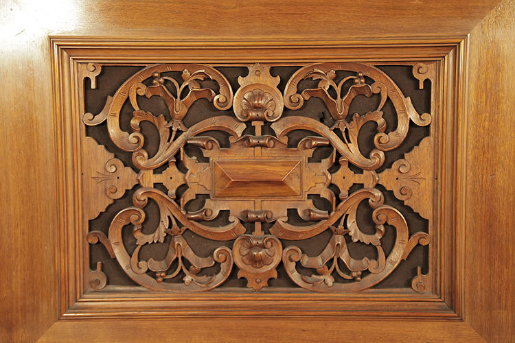 Steingraeber carved filigree panel with scrolling acanthus, shells and arabesques