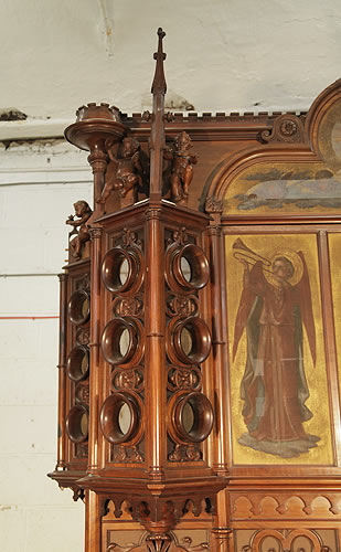 K.A. Andersson elaborate carvings on organ cabinet