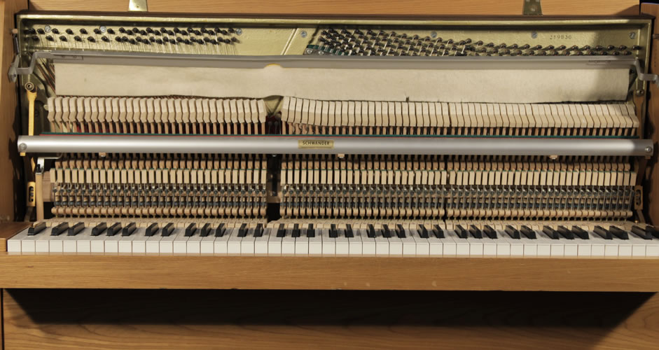 Pantera lamentar Galaxia Kemble upright piano with a walnut case . Modern, Kemble Piano. Specialist  steinway piano dealer, trader and wholesaler. Besbrode Pianos Leeds  Yorkshire England UK.