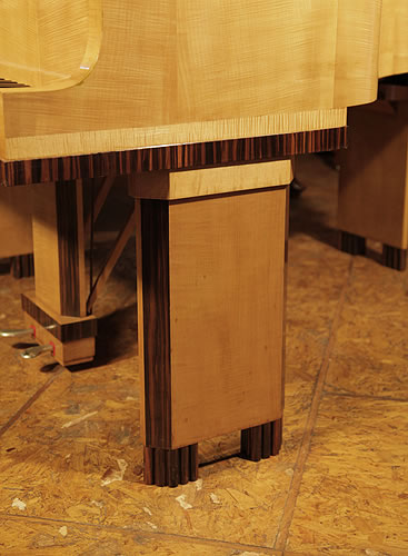 Steinway model M  art-deco style, piano leg is rectangular in design in maple with chamfered coromandel edges and coromandel feet
