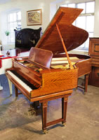 Artcase, Satinwood Steinway Model O Grand Piano, Delicately inaid with boxwood stringing and crossbanding.